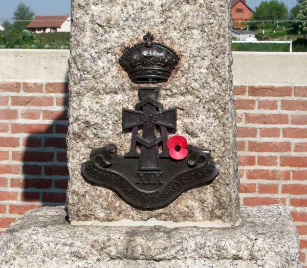The Yorkshire Regiment Badge on the Memorial Cross.