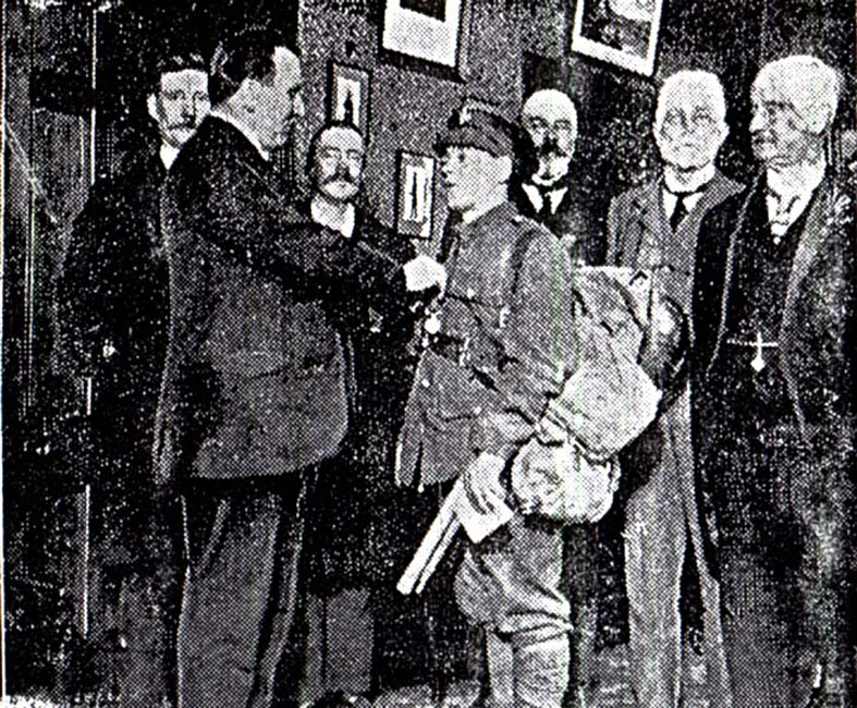 photos of Private Cooke (published in a local newspaper) taken on the occasion being honoured by Nottinghamshire County Council for the award of his DCM 