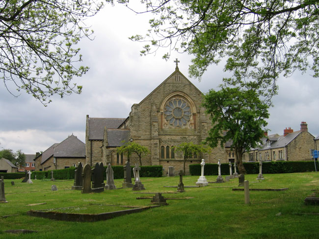 Lance Corporal Walsh's grave in Stanley RC Churchyard (the headstone is in the right foreground).